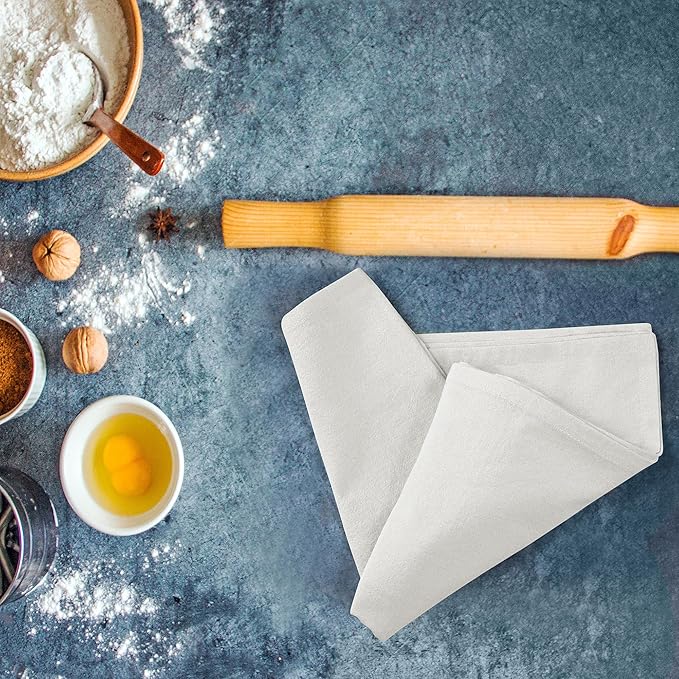 ROYALE LINENS Flour Sack Towels – 24 Pack 33x38 Inch White Kitchen Dish Towels – 100% Cotton Tea Towels for Bread Proofing, Cheese Straining, Baking, Cleaning, Drying, Embroidery, Multipurpose Use