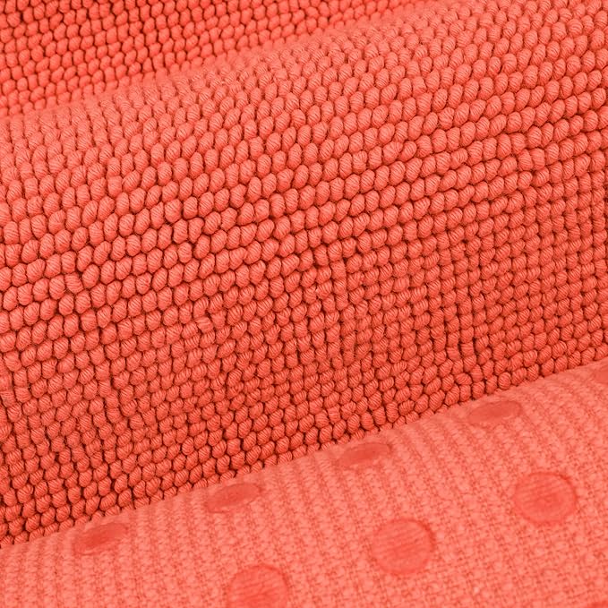 Cotton Paradise 100% Cotton Non Slip Bath Mats for Bathroom, 17x24 inch Soft Absorbent Quick Dry Machine Washable Floor Bath Mat, Coral