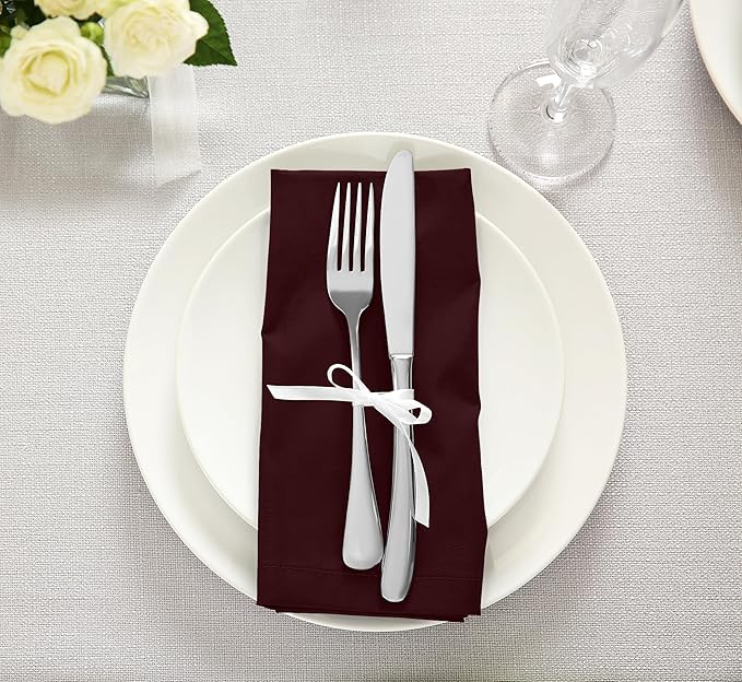 Utopia Kitchen Burgundy Cloth Napkins [12 Pack, 18x18 Inch] Absorbent Cotton Blend Washable and Reusable for Dinner, Restaurant, Lunch, Wedding and Hotel