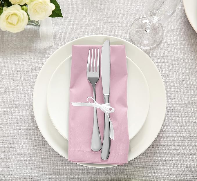 Utopia Kitchen Pink Cloth Napkins [12 Pack, 18x18 Inch] Absorbent Cotton Blend Washable and Reusable for Dinner, Restaurant, Lunch, Wedding and Hotel