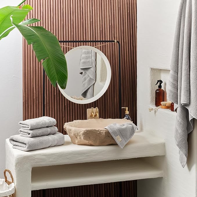SOFE H&L | Olea Luxury Turkish Cotton Bath Towel Set of 1 : 1 Jumbo Bath Towel Cool Gray | Premium, Soft, Durable, Absorbent | XL Bath Towels Oversized