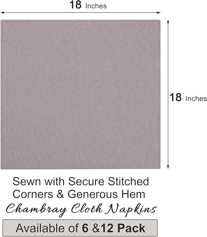 Ruvanti Cloth Napkins Set of 12, 18x18 Reusable Napkins Cloth Washable, Soft & Durable Table Napkins, Poly Cotton Fabric Dinner Napkins for Parties, Christmas, Thanksgiving, Weddings - Deep Taupe