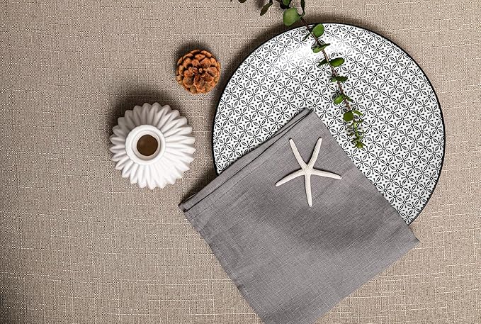 100% Pure Linen Dinner Cloth Napkins 15 x 15 Inch Taupe Grey - Set of 6 Pack European Flax Natural Fabric Washable for Home and Kitchen