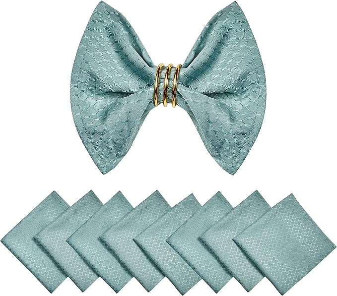 Cloth Napkins Set of 8 – Square 17x17 Inch Jacquard Fabric Polyester Washable Reusable Cloth Napkins for Kitchen Dinner Dining Restaurants Wedding Party Banquet Table (Turquoise)