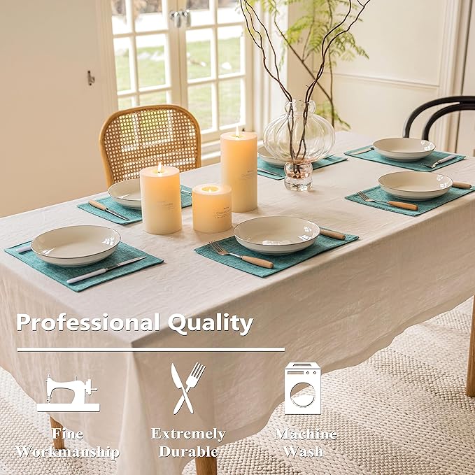 Home Brilliant Teal Placemats Set of 4 Heat Resistant Dining Table Place Mats for Kitchen Table Washable Cloth Placemat, 13 x 19 inches, Peacock