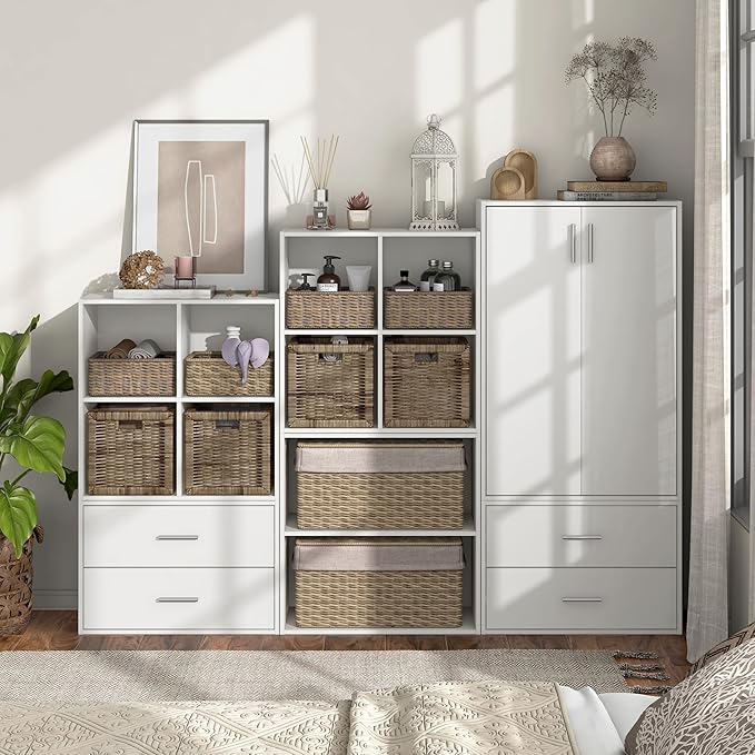 Homes: Inside + Out Apexa 2-Drawer Wooden Stackable Storage Drawers, Small Food Pantry Cabinet, Cajonera De Madera, Underbed Drawer Dorm Teen Room Decor & Bedroom, Home Office, Kitchen, White
