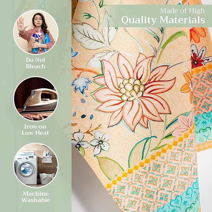 Maison d' Hermine Kitchen Towels Set of 3 100% Cotton 27.50" x 20" Reusable Cloth Tea Dish Towels Absorbent with Hanging Loop for Kitchen Gifts for Mothers Day Spring/Summer (Luxury Loft - Peach)