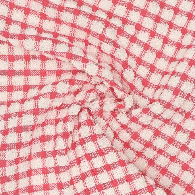 Cotton Cleaning Rags Terry Dish Cloths for Washing Dishes, Set of 8 Dish Rags for Cleaning, Light and Soft Dish Towels for Kitchen Drying Dishes, 11.8 Inch x 11.8 Inch (Red)