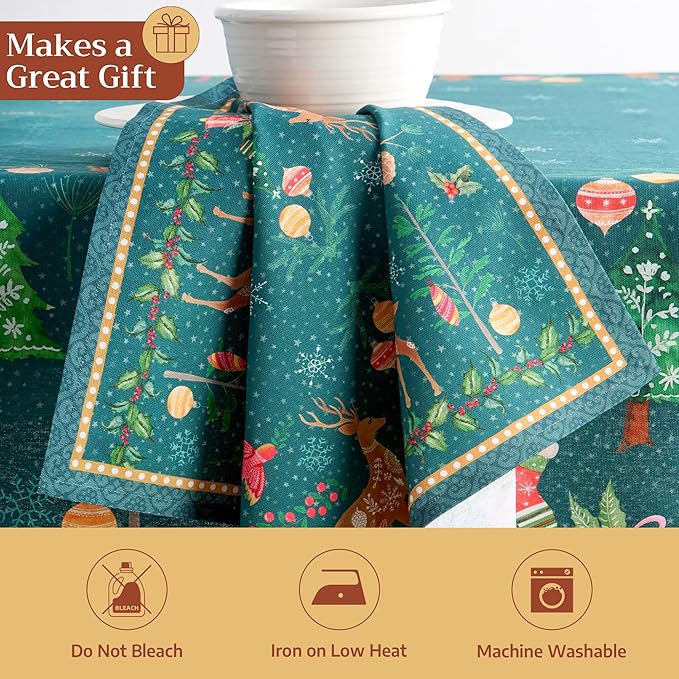 Maison d' Hermine Cloth Napkins Set of 4 100% Cotton for Thanksgiving Christmas Decorations Everyday Reusable Square Fall Napkins Cloth Washable Dinner Party (Hygge Christmas, 20"x20")