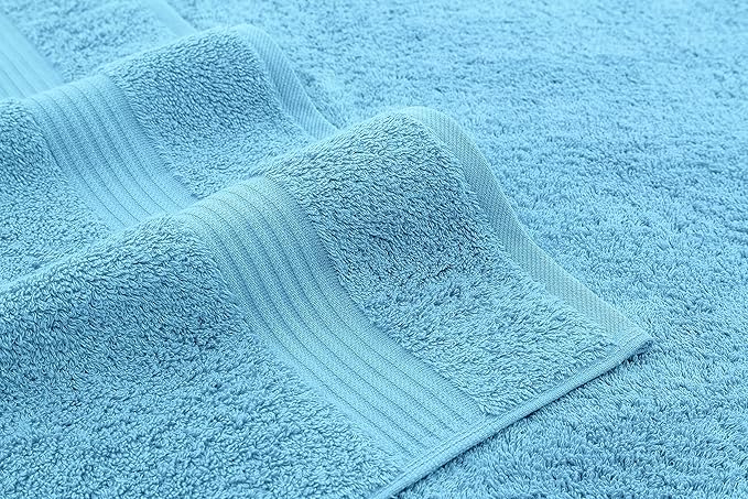 American Veteran Towel 100% Cotton Turkish Bath Towels for Bathroom 4 Pack, 27x54 Extra Large Premium Soft Drying Bathroom Towels, Sky Blue