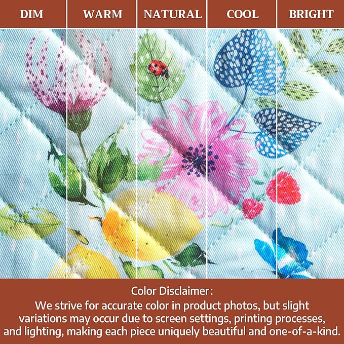 Maison d' Hermine Pot Holders 100% Cotton Heat Resistant Potholders 8" x 8" Hot Pads with Loop BBQ Baking Gifts for Mothers Day Handling Hot Pans Spring/Summer (Pack of 1, Jardin D'Ete - Mint)