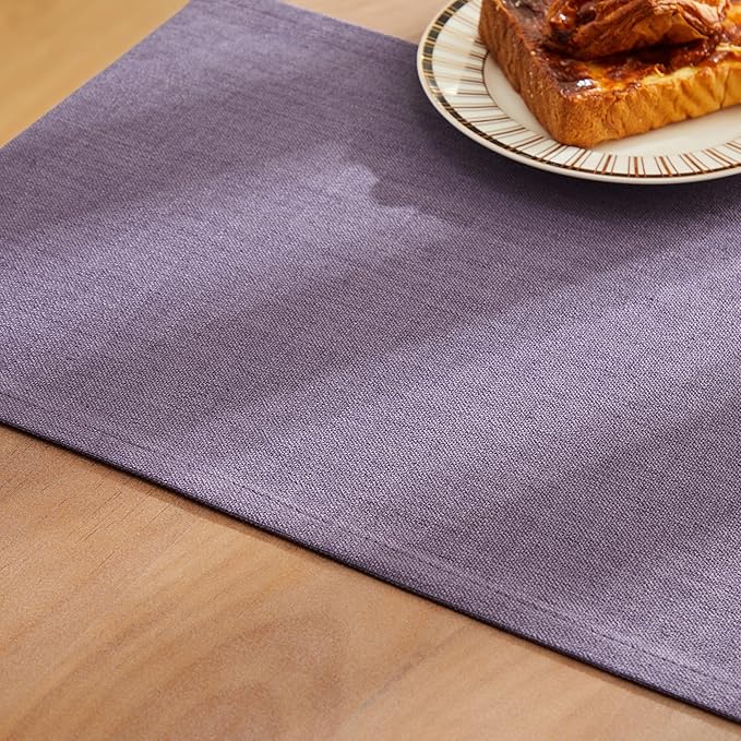 ZeeMart Rustic Cotton Linen Table Runner, 13x90 Inches Purple, Farmhouse Style Purple Table Runners 90 Inches Long, Washable Kitchen Dining Table Decoration for Home Party Decor