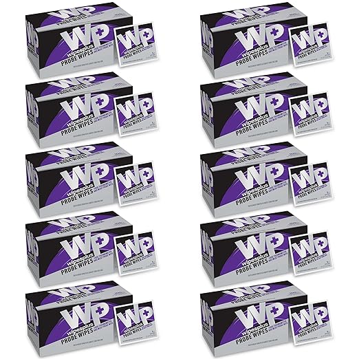 WIPESPLUS Probe Wipes, Thermometer Wipes, Meat Probe Wipe with Individual Satchets for Home and Business, 1000 Count, 10 Packs of 100, White