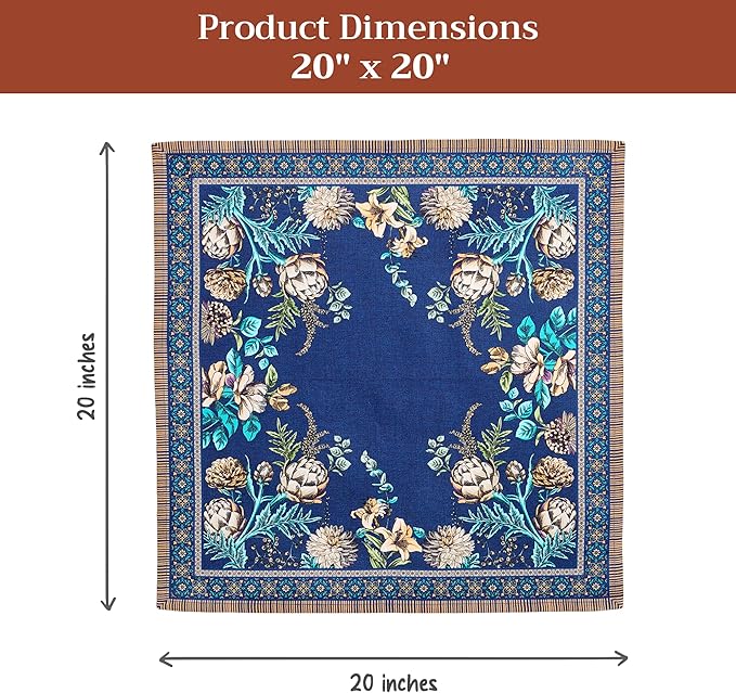 Maison d' Hermine Napkin 100% Combed Cotton Premium Set of 4 Decorative Washable Table Cloth Napkins for Dining, Home, Wedding, Banquet, Artichoke - (20”x20”)