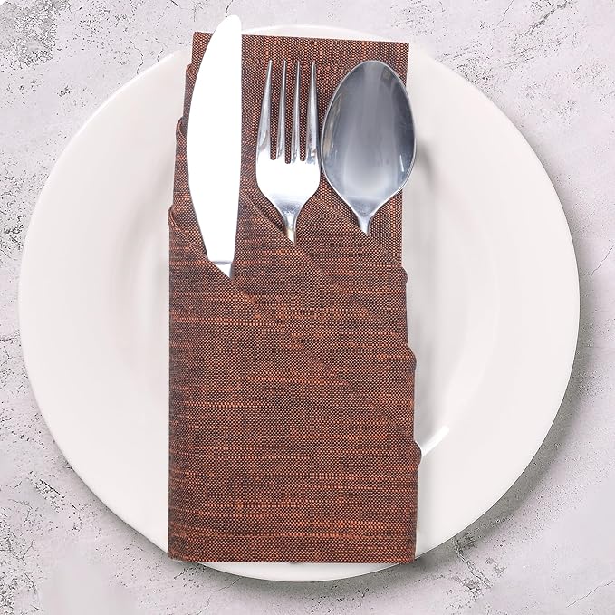 Urban Villa Cloth Napkins Set of 12 20x20 Inches 100% Cotton Napkins Cloth Washable Soft Durable Reusable Absorbent Table Dinner Napkins Cloth for Hotel Lunch Restaurant Weddings Parties-Orange Black