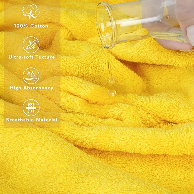 American Soft Linen 100% Cotton 600 GSM Turkish 40x80 Oversized Bath Towel Sheet, Extra Large Adult Towels for Bathroom, Yellow Bath Sheet