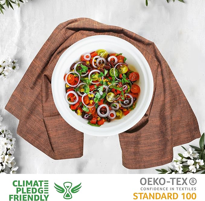Urban Villa Kitchen Towels 100% Cotton Dish Towels for Kitchen(Set of 8)20”x30” Dish Cloths Absorbent Kitchen Linen Set with Hanging Loop Perfect for Drying Dishes Cleaning Hand Towels – Orange/Black