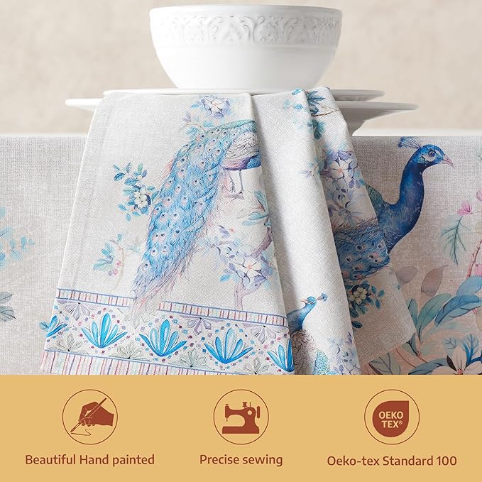 Maison d' Hermine Napkin 100% Combed Cotton Premium Cloth Napkin Decorative Washable Napkins Set of 4 for Home, Kitchen, Dining, Cocktail Parties & Camping - Peacock Utopia (20”X20”)