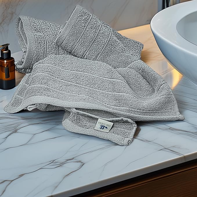 Tens Towels Pack of 6 Hand Towels, 100% Cotton, Lighter Weight, Quick to Dry, 16 x 28 Inches, Super Soft & Absorbent, Perfect for Bathroom & Kitchen, Cool Grey