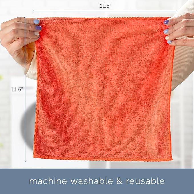 S&T INC. 12 Pack Microfiber Cleaning Cloth, Bulk Towels for Home, Reusable Microfiber Towels for Cars, Cleaning Rags, Assorted, 11.5 Inches x 11.5 Inches, 12 Count