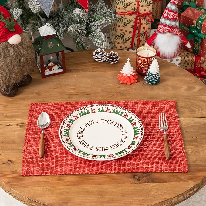 Kevin Textile Fall Table Mats Set of 4 Heat Resistant Washable Placemats for Seasonal Autumn Parties Buffet Dinner, 13 x 19 inches, Burnt Brick