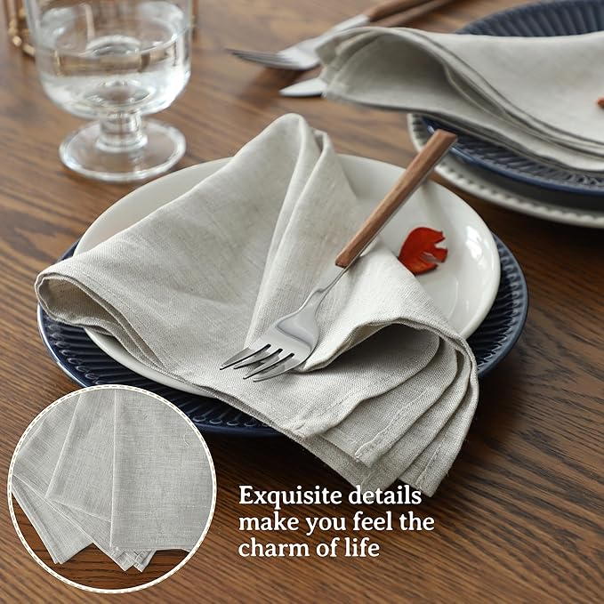 Simple&Opulence Linen Napkins Set of 6 – 100% Pure Linen Napkins for Spring, Easter, Mothers Day,Wedding, Party, Everyday Use Machine Washable and Reusable 14" x 14" Linen