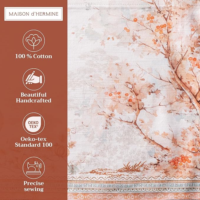 Maison d' Hermine Placemats Set of 4 100% Cotton Washable Cloth Place Mats, Reusable Table Mats for Thanksgiving Christmas Decorations Kitchen Dining Party Wedding (Giving Thanks, 13" x 19")