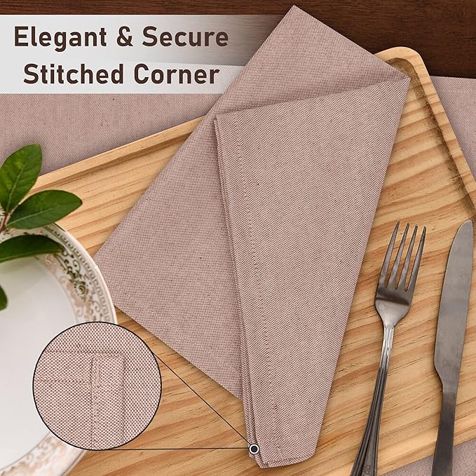 Ruvanti Cloth Napkins Set of 12, 18x18 Reusable Napkins Cloth Washable, Soft & Durable Table Napkin, Poly Cotton Fabric Dinner Napkins for Parties, Christmas, Thanksgiving, Weddings - Rust