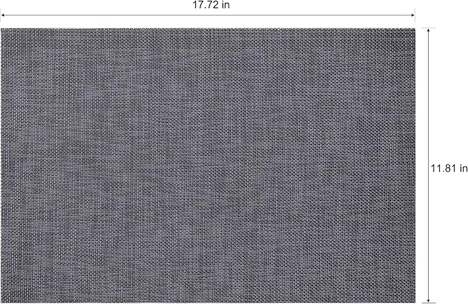 Placemats Set of 6 Washable Indoor/Outdoor Vinyl Place Mats for Dining Table Durable Non-Slip Heat Resistant PVC Weave Table Mats(Black)