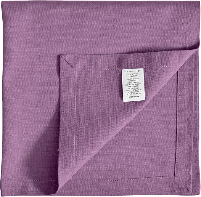FINGERCRAFT Dinner Cloth Napkins, Cotton Linen Blend Mitered Corner Napkins Cloth 4 Pack Natural Premium Quality for Every Day Use, Parties, Easter, Thanksgiving, Weddings, 18x18 inch Lilac