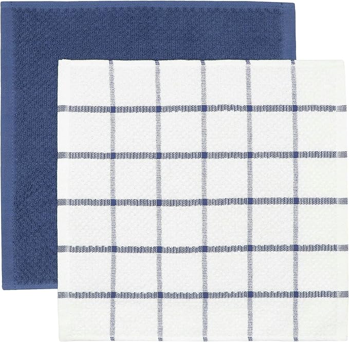 Cleaning Rags Cleaning Cloths for Cleaning House, Cotton Dish Cloths Dish Rags for Washing Dishes, Set of 8, Light and Soft Terry Kitchen Washcloths Kitchen Rags,12 Inch x 12 Inch (Blue Set)