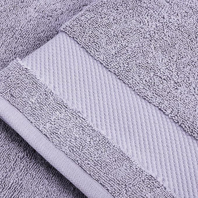BIOWEAVES 100% Organic Cotton Bath Towel Set | 700 GSM Plush 6-Piece Premium Towel Set GOTS Certified, 2 Bath Towels, 2 Hand Towels & 2 Washcloths - Lavender