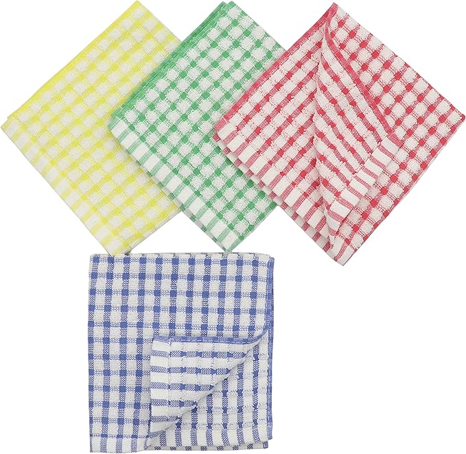 Cotton Cleaning Rags Terry Dish Cloths for Washing Dishes, Set of 8 Dish Rags for Cleaning, Light and Soft Dish Towels for Kitchen Drying Dishes, 11.8 Inch x 11.8 Inch (Mix Color)
