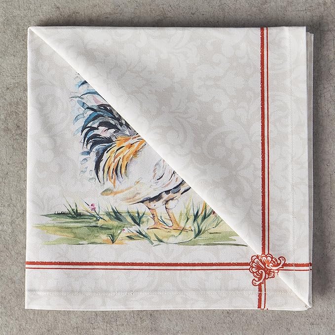 Maison d' Hermine Cloth Napkins Set of 4 100% Cotton Everyday Reusable Square Napkins Cloth Washable, Dinner, Party, Wedding, Restaurant, Spring/Summer (Campagne, 20" x 20")