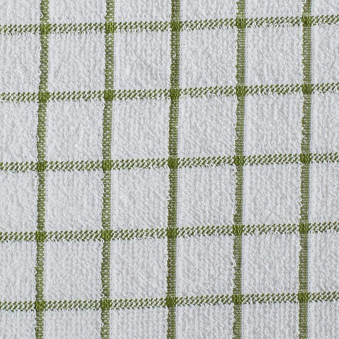 DII Basic Terry Collection Windowpane Dishcloth Set, 12x12, Antique Green, 6 Piece