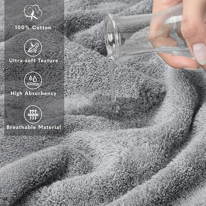American Soft Linen 35x70 Jumbo Large Bath Towel, 600 GSM 100% Cotton Turkish Bath Sheet, Oversized Luxury Bath Towel for Bathroom Beach and Pool, Light Grey