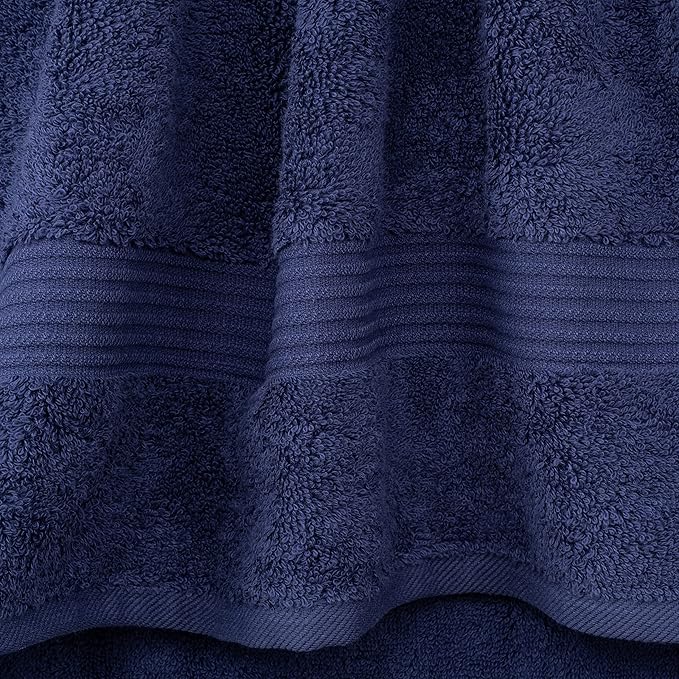 Cotton Paradise 100% Cotton Turkish Washcloth Set for Bathroom, 4 Piece Soft Absorbent Small Towels Wash Rags, Navy Blue