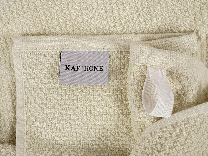 KAF Home Deluxe Popcorn Terry Kitchen Towels, Cotton Kitchen Dish Towels, Set of 4, Alabaster
