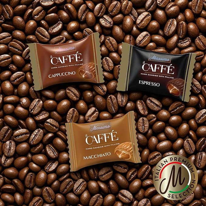 Maestro Massimo Assorted Coffee Candy - Individually Wrapped 7.05 oz Bag, 3mg Caffeine per Hard Candy, Original Espresso, Macchiato, Cappuccino Flavored, Made with Bold Arabica Coffee (Pack of 1)