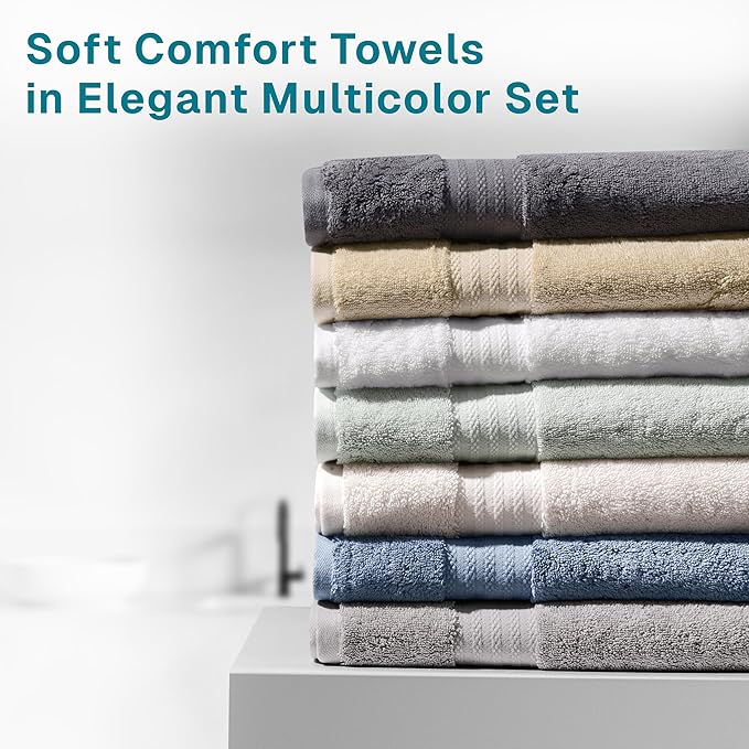 Fabdreams 100% Organic Cotton Bath Towel Set of 6 700 GSM Hotel Premium Plush Absorbent Soft Durable SkinFriendly Spa Quality Bathroom Comfort with 2 Bath 2 Hand Towel and 2 Wash Cloths Charcoal Black