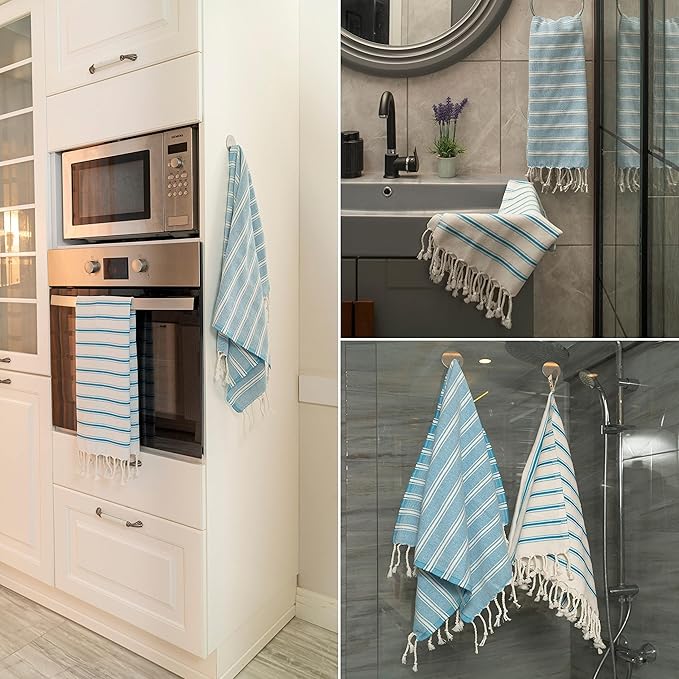 Ruvy Home Basics Turkish Hand Towels for Bathroom Set of 2 | 18"x40", Cotton | Decorative Towel for Bathroom, Kitchen, Dishcloth, Tea, Yoga, Face, Gym - Turquoise