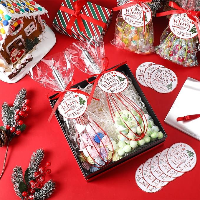 FoldTier 16 Sets 12 Inch Whisks Bulk DIY Fillable Whisk Gifts Colored Silicone Whisks for Cooking Heat Resistant Egg Beaters for Candy Holder Party Favors