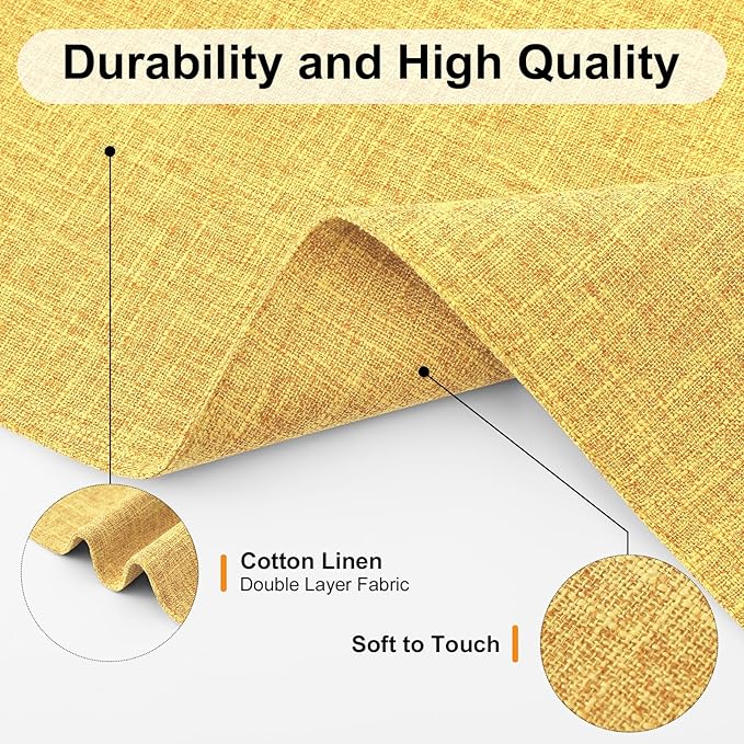 Homaxy Cloths Placemats for Dining Table Set of 8, Heat Resistant Washable Cotton Linen Blend Table Mats, Place Mats for Indoor Outdoor Party Kitchen Decoration, 13" x 19", Mustard Yellow