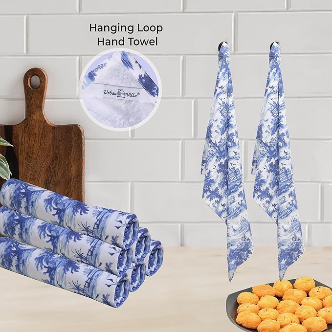 Urban Villa Kitchen Towels Set of 6 French Toile Kitchen Towels 20X30 Inches 100% Cotton Highly Absorbent Kitchen Towels Premium Quality Ultra Soft Mitered Corners KitchenTowels