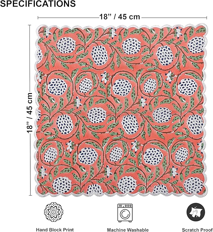 Ridhi Cloth Napkins 100% Pure Cotton Farmhouse Wedding Dinner Napkins for Halloween, Thanksgiving, Holiday Daily Wedding uses Napkins (6-9"x9" Cocktail Napkin, Dark Salmon Pink)