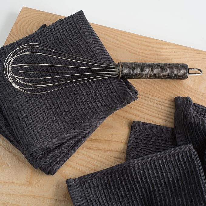 Now Designs Ripple Kitchen Dishcloth, Set of 4, Black