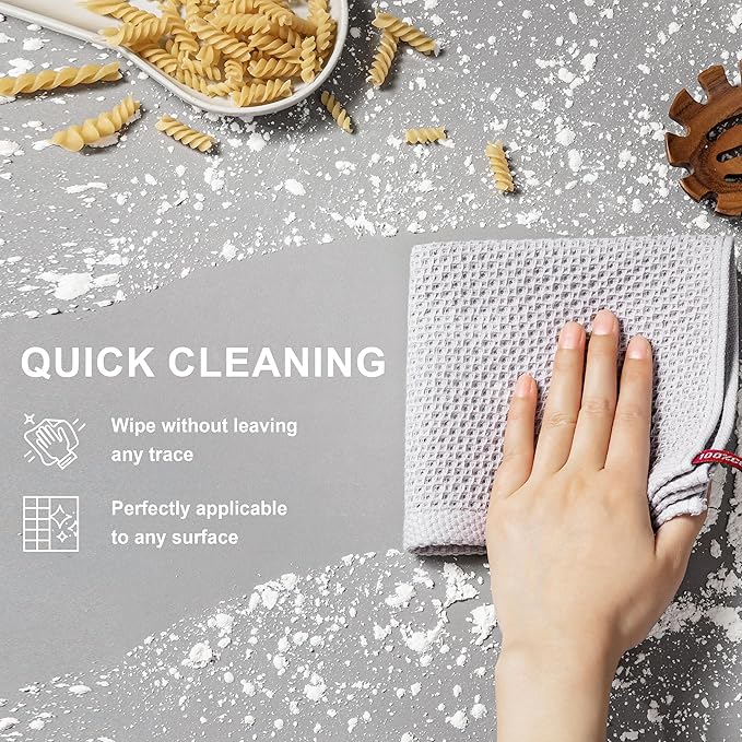 joybest Cotton Kitchen Dish Cloths, 8-Pack Waffle Weave Ultra Soft Absorbent Dish Towels Washcloths Quick Drying Dish Rags, 12x12 Inches, Light Gray