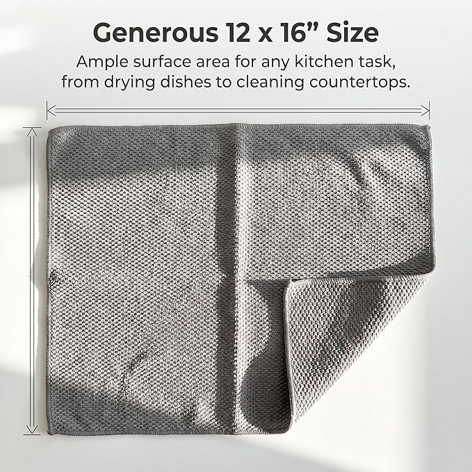 Ha-Fish&Flame-Gua Microfiber Cleaning Cloths 6-Pack, Super Absorbent & Textured Towels for Kitchen, Countertops & Household Cleaning – Practical, Not Plush – 12x16 Inches