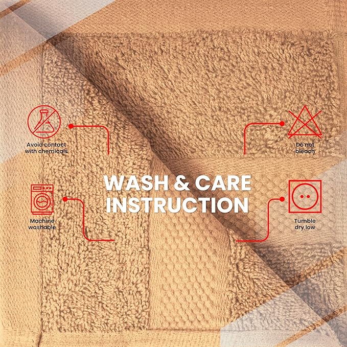 Infinitee Xclusives Luxury Wash Cloths for Showering [13x13] – 100% Cotton Washcloths [Pack of 4], Soft and Absorbent Face Towels for Bathroom Wash Clothes, Gym, and Spa (Cosmic Sand)