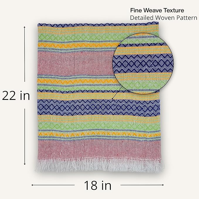 Jacq & Jürgen – Set of 6 Colorful Cotton Cloth Napkins – 22"x18" – Multicolor Inca Pattern – Dinner Table Linens or Tortilla Warmer Cloths